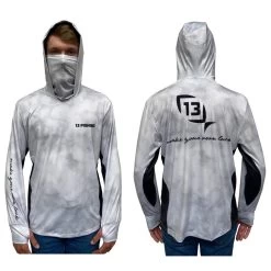 13 Fishing Breathable Hooded Long Sleeve Fishing Shirt With Built-In Face Mask