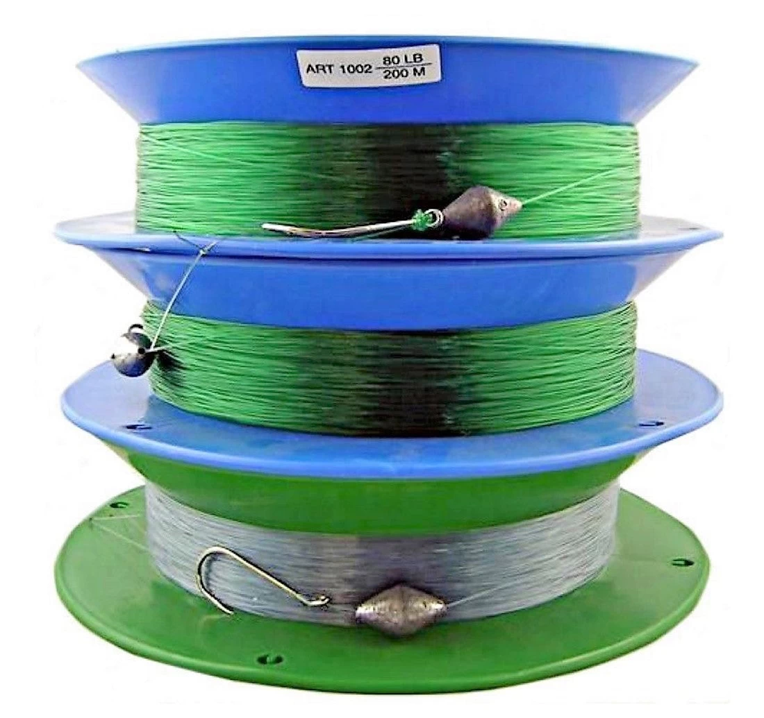 3 X 10 Inch Hand Caster Pre Rigged With 200m Of 80lb Mono Fishing Line 1 3 X 10 Inch Hand Caster Pre Rigged With 200m Of 80lb Mono Fishing Line