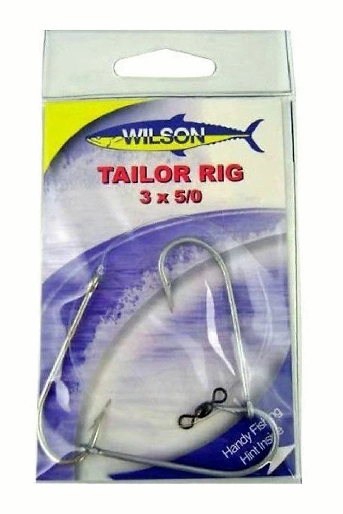 Wilson Tailor Fishing Rig 3x5/0 Hook-Setup - 40lb Clear Mono Leader 1 Wilson Tailor Fishing Rig 3x5/0 Hook-Setup - 40lb Clear Mono Leader