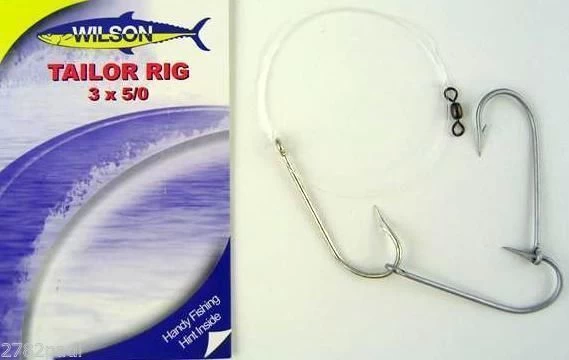 Wilson Tailor Fishing Rig 3x5/0 Hook-Setup - 40lb Clear Mono Leader 2 Wilson Tailor Fishing Rig 3x5/0 Hook-Setup - 40lb Clear Mono Leader - Image 2