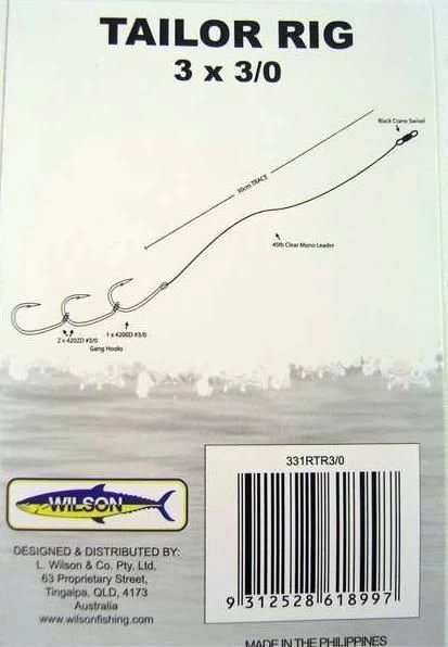 Wilson Tailor Fishing Rig 3x5/0 Hook-Setup - 40lb Clear Mono Leader 5 Wilson Tailor Fishing Rig 3x5/0 Hook-Setup - 40lb Clear Mono Leader - Image 5