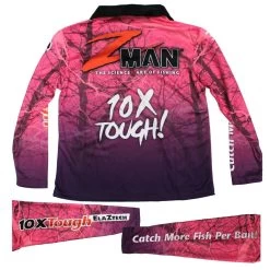 Zman Pink Kids Long Sleeve Tournament Fishing Shirt With Collar