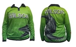 Team Wilson Green Tournament Long Sleeve Fishing Shirt With Collar - UPF50+ -Fishing Shop AFSWGS
