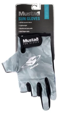 1 Pair Of Mustad Sun Gloves - Lightweight UPF50 Fishing Gloves