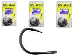 3 Packs Of Mustad 10827NPBLN Hoodlum 4x Strong Chemically Sharp Fishing Hooks