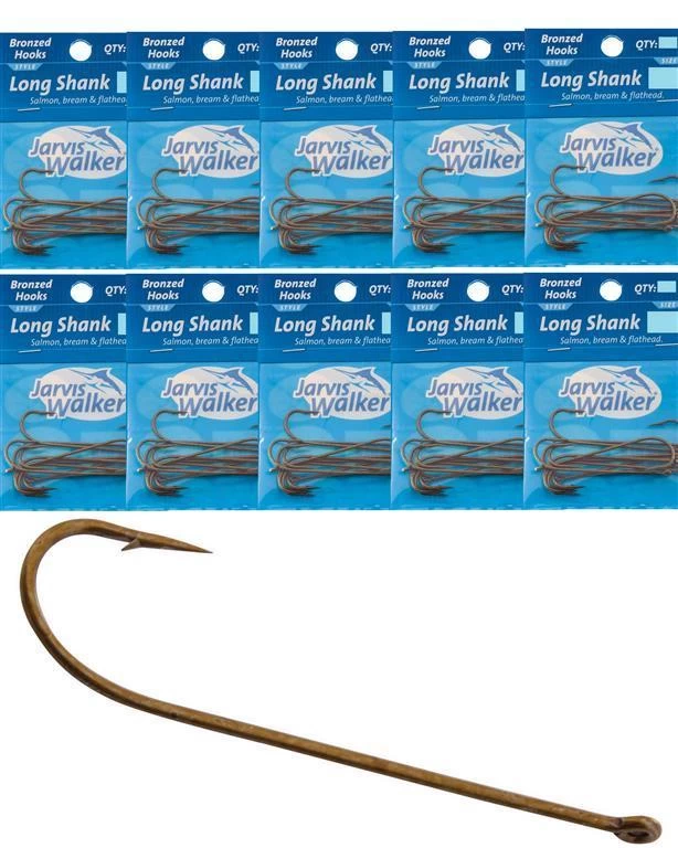 10 Pack Of Jarvis Walker Bronze Long Shank Fishing Hooks 3 10 Pack Of Jarvis Walker Bronze Long Shank Fishing Hooks - Image 3