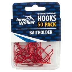 50 Pack Of Jarvis Walker Red Baitholder Chemically Sharpened Fishing Hooks