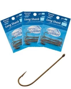 3 Pack Jarvis Walker Bronze Long Shank Fishing Hooks - 2 Sizes To Choose From -Fishing Shop JW PP Long Shank 12X3