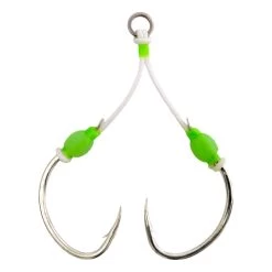 2 Pack Of Mustad Slow Pitch Jig Assist Hooks - Joined Chemical Sharp Hooks -Fishing Shop MRJASP2 0