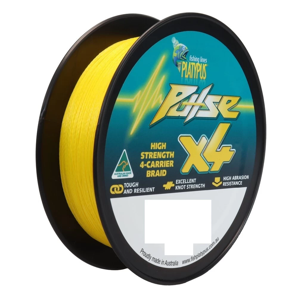 300m Spool Of Platypus Pulse X4 Braided Fishing Line -Aussie Gold Coloured Braid 1 300m Spool Of Platypus Pulse X4 Braided Fishing Line -Aussie Gold Coloured Braid