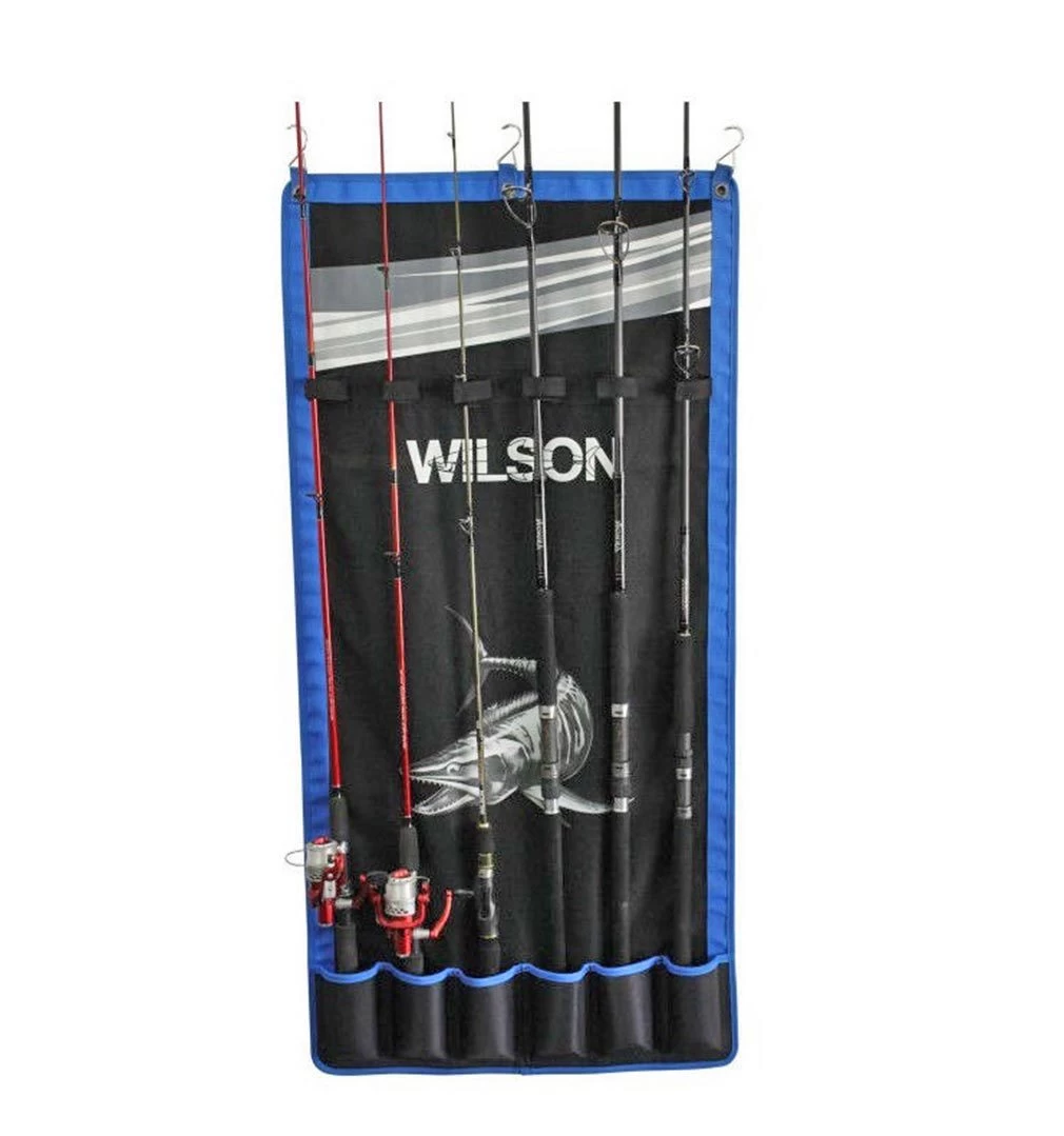 Wilson Fishing Rod Hanger-Wall Hanging Fishing Rod Holder-Holds 6 Rods Or Combos 1 Wilson Fishing Rod Hanger-Wall Hanging Fishing Rod Holder-Holds 6 Rods Or Combos