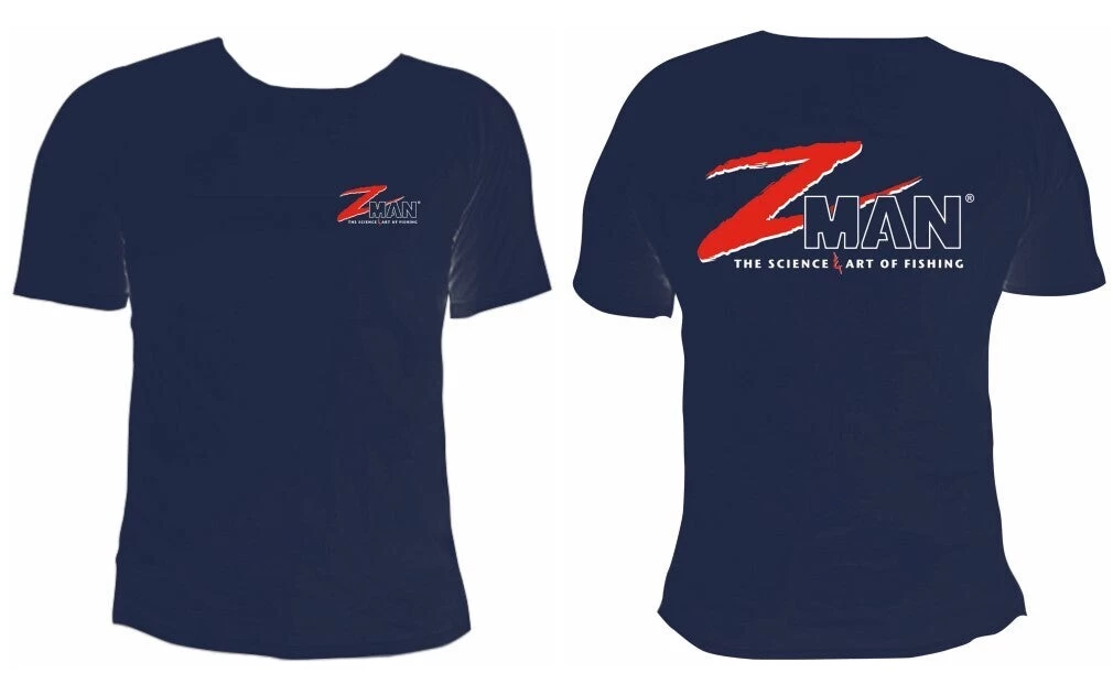 Navy Blue Zman Logo Tee Shirt - 100% Cotton Short Sleeve Fishing Shirt 1 Navy Blue Zman Logo Tee Shirt - 100% Cotton Short Sleeve Fishing Shirt