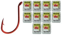 10 Boxes Of Mustad 92554NPNR Big Red Chemically Sharpened Fishing Hooks -Fishing Shop h92554npnr7 0x10 1