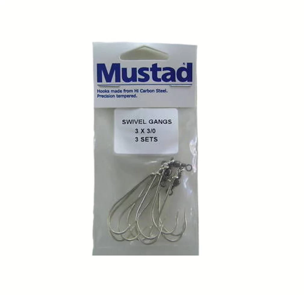 Mustad Pre-Rigged Swivel Gang Hooks 3/0 3 Hooks 3 Sets 1 Mustad Pre-Rigged Swivel Gang Hooks 3/0 3 Hooks 3 Sets