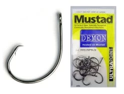 1 Packet Of Mustad 39951NPBLN Demon Circle Light Chemically Sharp Fishing Hooks -Fishing Shop hp39951npbln1