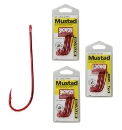3 Packs Of Mustad 90234NPNR Bloodworm Chemically Sharp Fishing Hooks -Fishing Shop hp90234npnr8x3